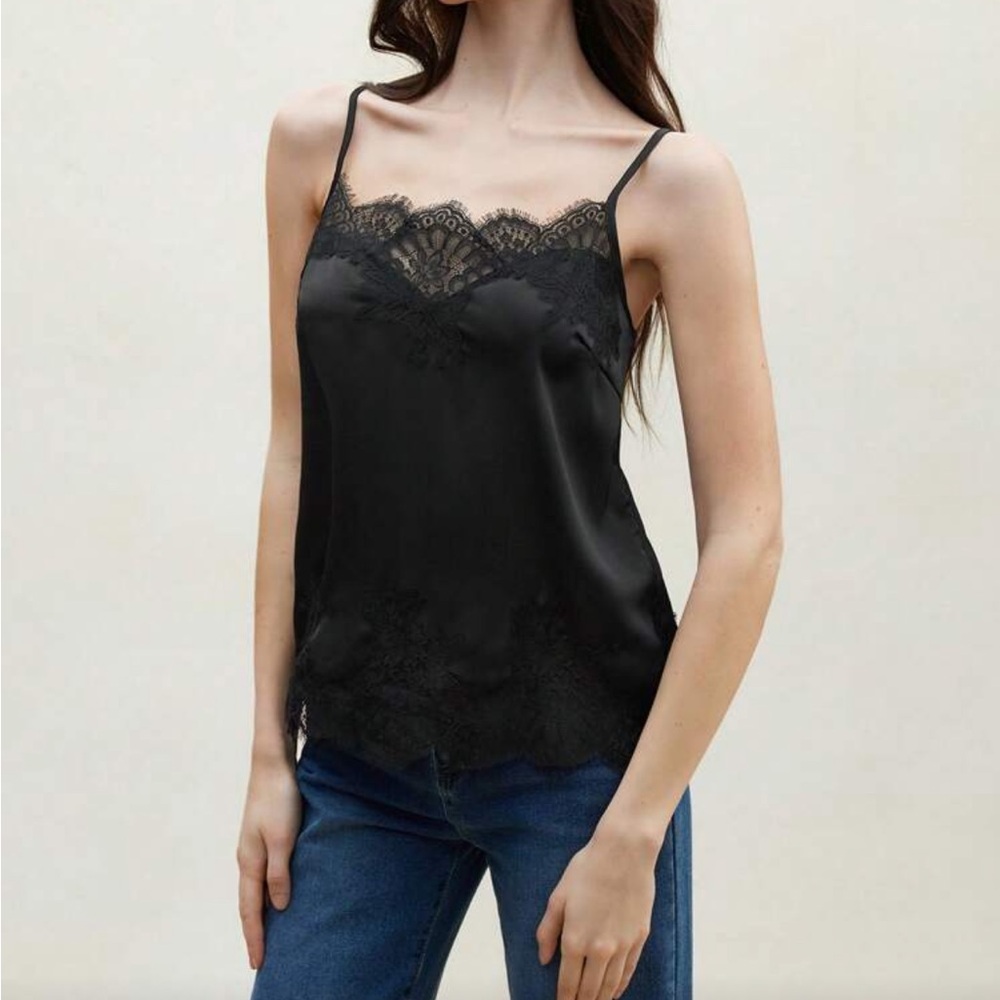 Lace trim black cami - Picture 5 of 6